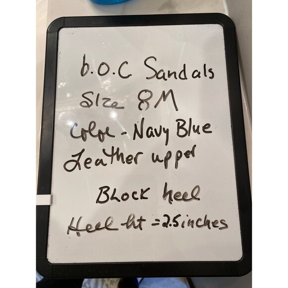 B.O.C Sandals Sz 8 M Navy Blue Arch Support Dressy Casual Block Heel 2.5” Shoes - Picture 11 of 12